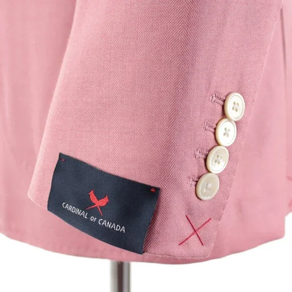 Cardinal of Canada NWT Wool / Silk Sport Coat Size 40R US In Pink Herringbone